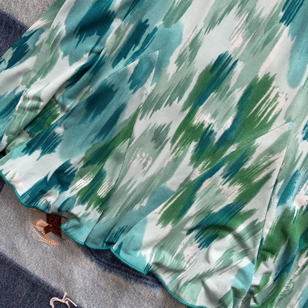 Worthington vintage ruffle watercolor abstract 90s skirt size M - Picture 2 of 6